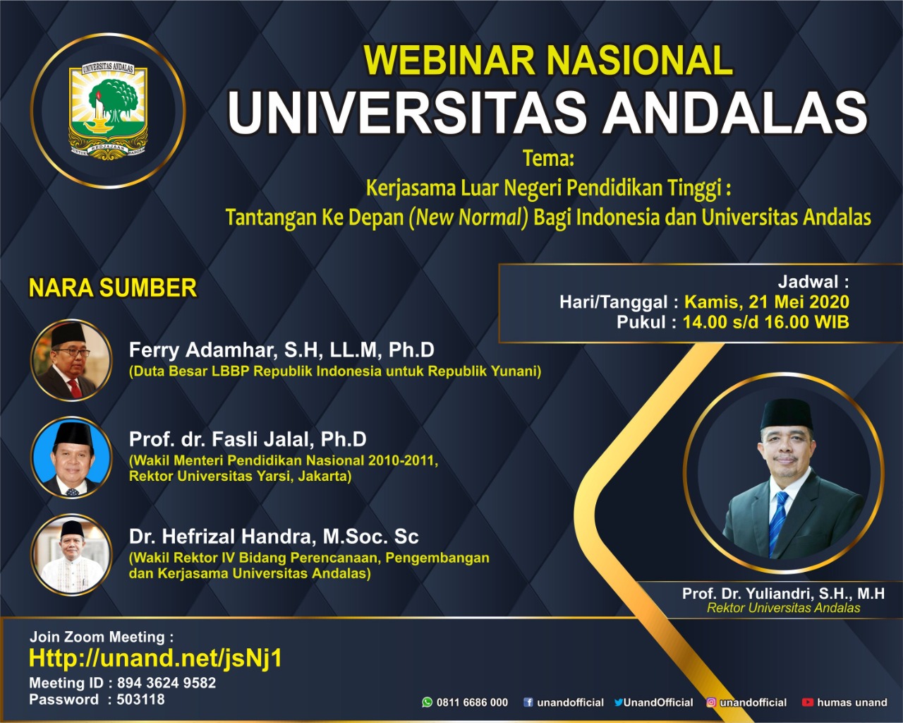 Leaflet Webinar Nasional Universitas Andalas Kerjasama Luar Negeri